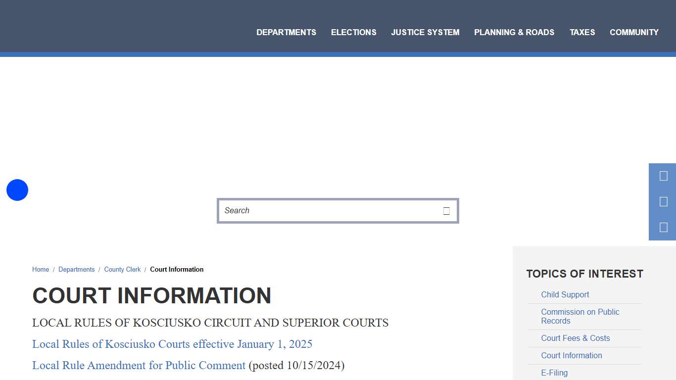 Court Information / Kosciusko County, Indiana